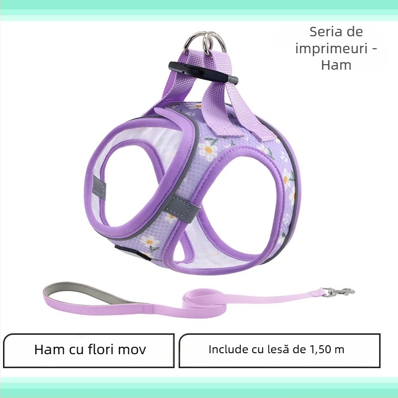 Ham de piept pentru câini reflectorizant, confortabil, respirabil, anti-spargere (Poliester; ham de piept; ne-extensibil; 200 bucăți)