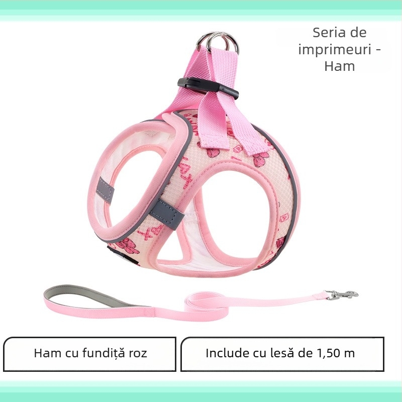 Ham de piept pentru câini reflectorizant, confortabil, respirabil, anti-spargere (Poliester; ham de piept; ne-extensibil; 200 bucăți)