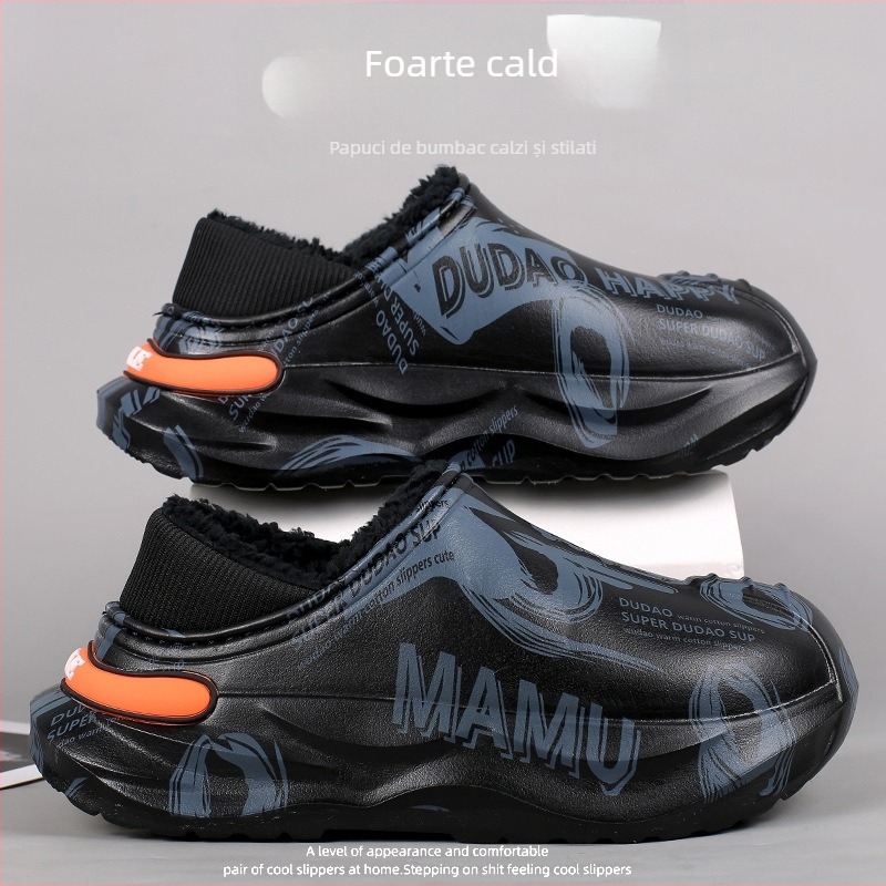 Papuci de casă unisex pentru iarnă - antiderapant, căptuți cu fleece, EVA pe partea superioară și talpă EVA, groși