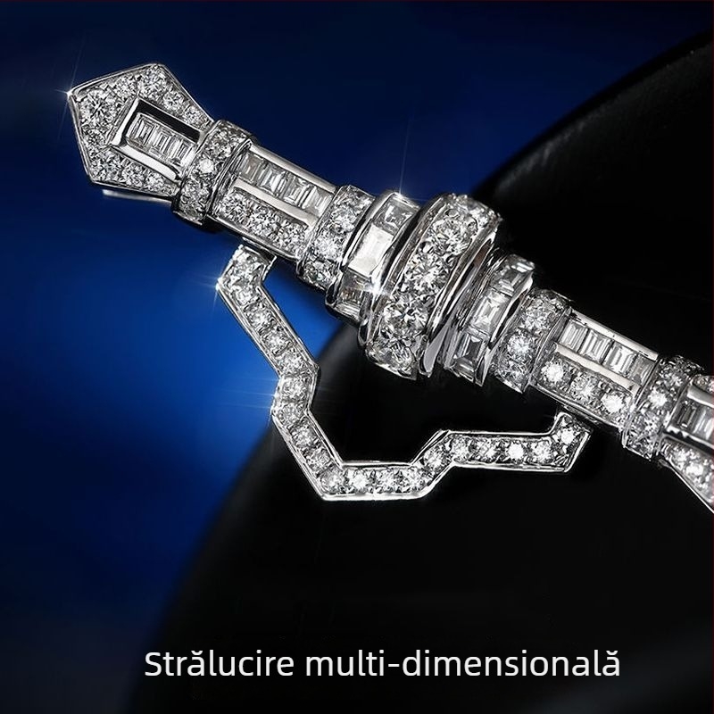 Broșă din cupru, design ondulat și în formă de U, electroplată, stil INS, accesoriu unisex