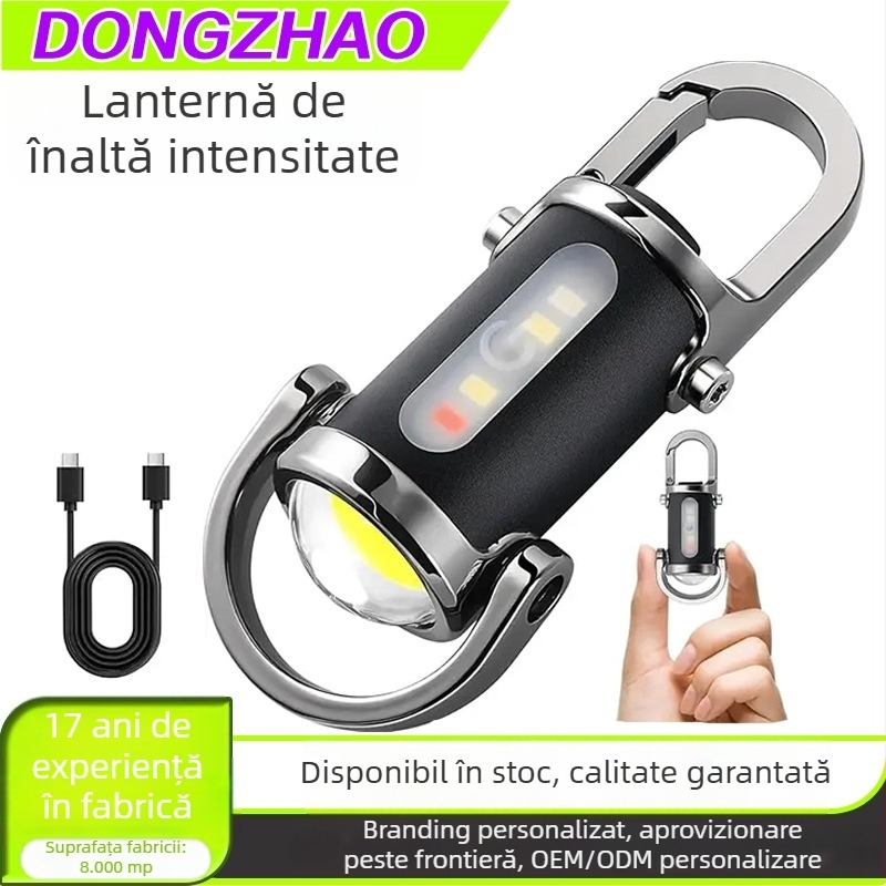 Lanternă LED pentru breloc cu Type-C, COB mini multifuncțională, portabilă pentru rucsac, 5W