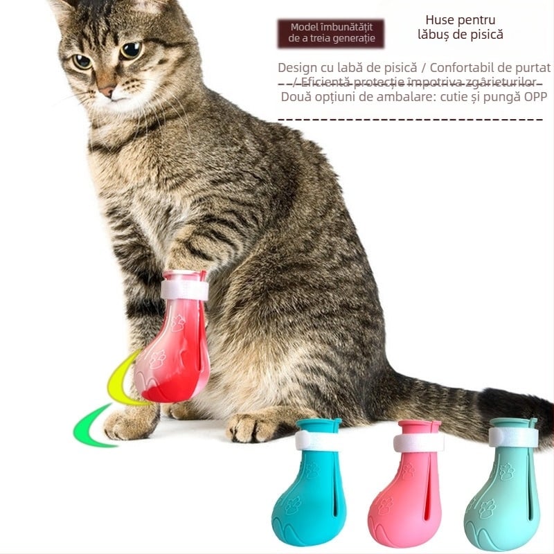 Hao Rui Pantofi din silicon pentru pisici – încălțăminte pentru labe de pisică, stil relaxat, pentru pisici