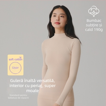 Top termic din bumbac 100% - guler rotund, mâneci lungi, strat de bază sau poate fi purtat ca strat exterior, dintr-un singur strat, 181-200 g/m², 95-100% bumbac