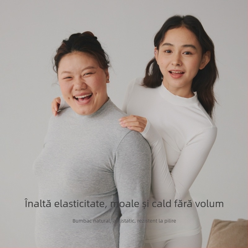 Top termic din bumbac 100% - guler rotund, mâneci lungi, strat de bază sau poate fi purtat ca strat exterior, dintr-un singur strat, 181-200 g/m², 95-100% bumbac