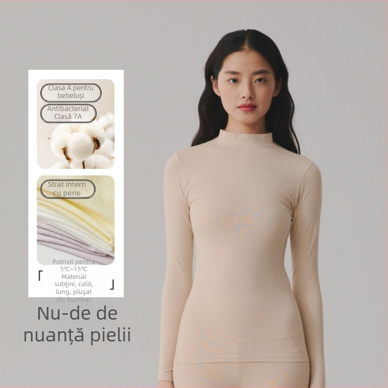 Top termic din bumbac 100% - guler rotund, mâneci lungi, strat de bază sau poate fi purtat ca strat exterior, dintr-un singur strat, 181-200 g/m², 95-100% bumbac