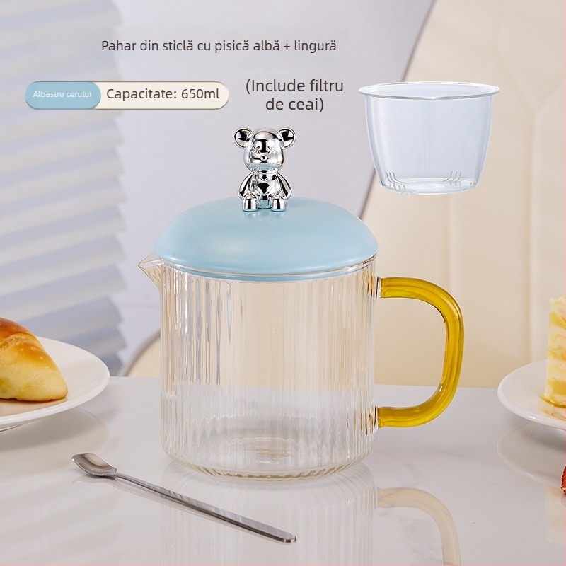 Oală electrică pentru sănătate, cu sticlă borosilicată, 650 ml, 220V, 360W, temporizator inteligent cu oprire automată, termosatat electronic