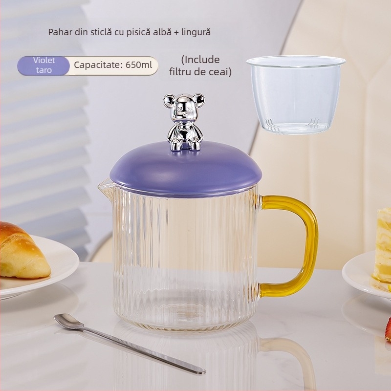 Oală electrică pentru sănătate, cu sticlă borosilicată, 650 ml, 220V, 360W, temporizator inteligent cu oprire automată, termosatat electronic