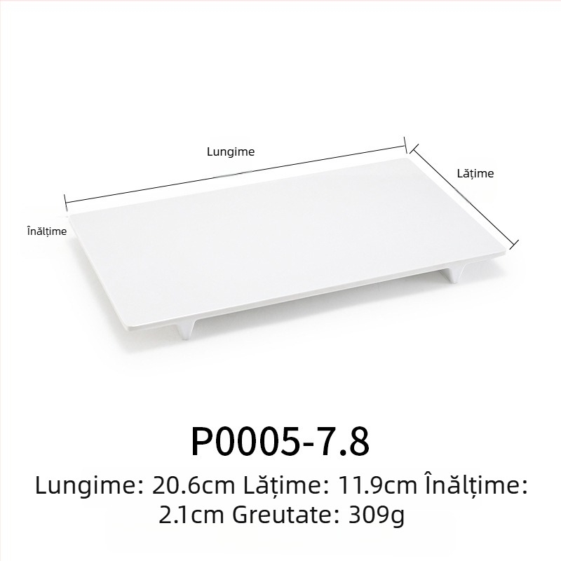 Farfurie melamină plată, dreptunghiulară, stil japonez, tavă din plastic cu aspect de porțelan, pentru mâncăruri occidentale, personalizare disponibilă