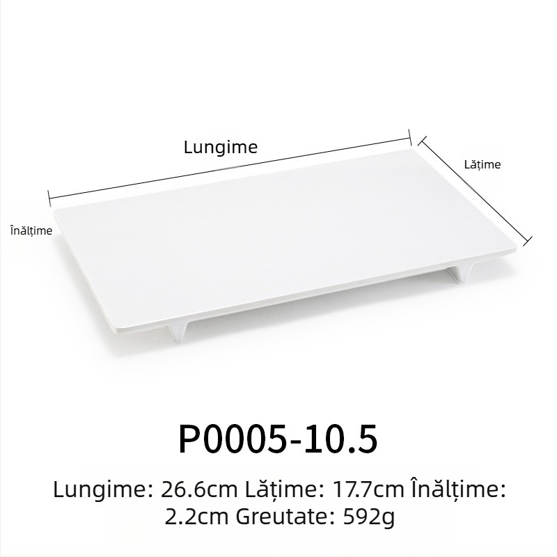Farfurie melamină plată, dreptunghiulară, stil japonez, tavă din plastic cu aspect de porțelan, pentru mâncăruri occidentale, personalizare disponibilă