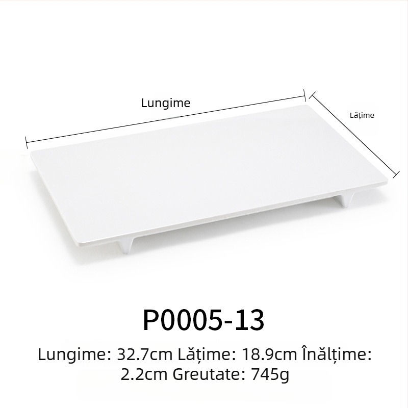 Farfurie melamină plată, dreptunghiulară, stil japonez, tavă din plastic cu aspect de porțelan, pentru mâncăruri occidentale, personalizare disponibilă