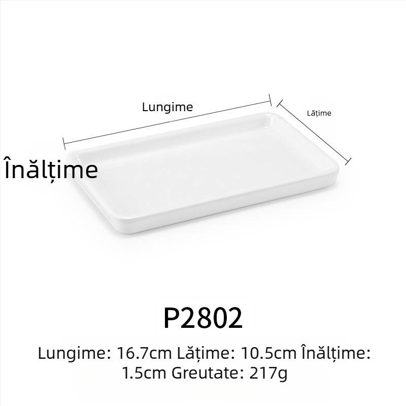 Farfurie melamină plată, dreptunghiulară, stil japonez, tavă din plastic cu aspect de porțelan, pentru mâncăruri occidentale, personalizare disponibilă