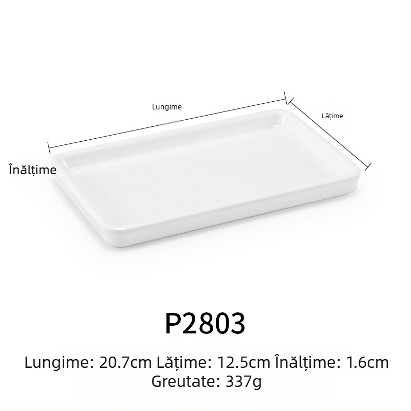 Farfurie melamină plată, dreptunghiulară, stil japonez, tavă din plastic cu aspect de porțelan, pentru mâncăruri occidentale, personalizare disponibilă