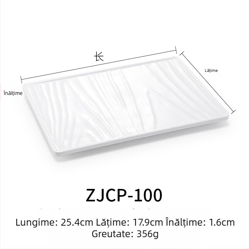 Farfurie melamină plată, dreptunghiulară, stil japonez, tavă din plastic cu aspect de porțelan, pentru mâncăruri occidentale, personalizare disponibilă