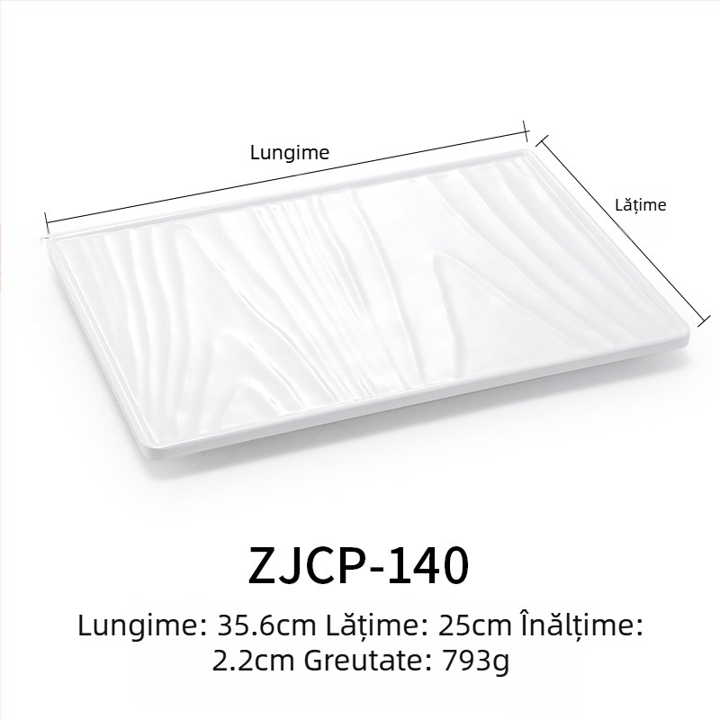 Farfurie melamină plată, dreptunghiulară, stil japonez, tavă din plastic cu aspect de porțelan, pentru mâncăruri occidentale, personalizare disponibilă