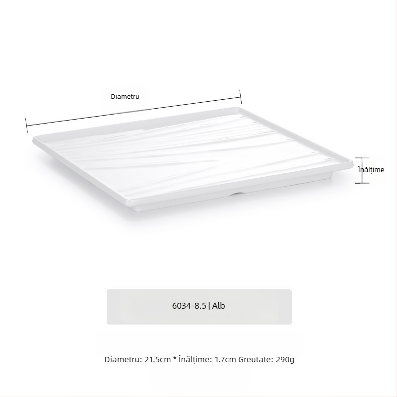 Farfurie melamină plată, dreptunghiulară, stil japonez, tavă din plastic cu aspect de porțelan, pentru mâncăruri occidentale, personalizare disponibilă