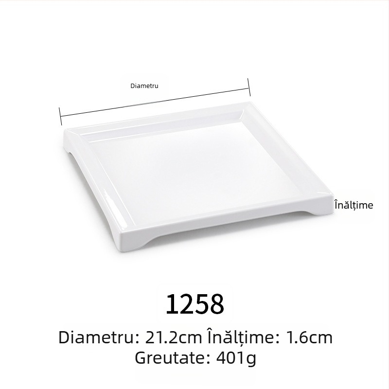 Farfurie melamină plată, dreptunghiulară, stil japonez, tavă din plastic cu aspect de porțelan, pentru mâncăruri occidentale, personalizare disponibilă