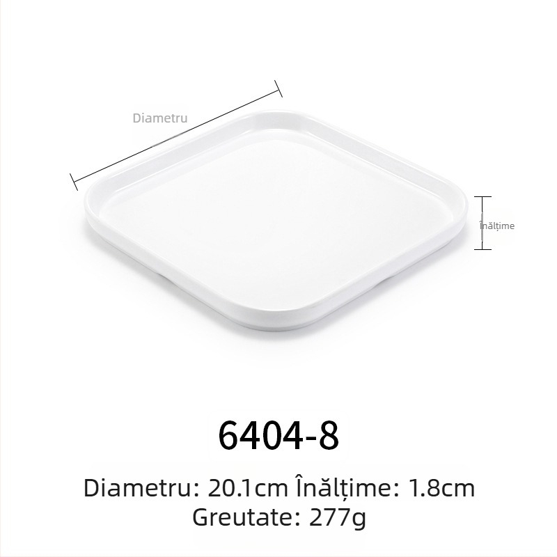 Farfurie melamină plată, dreptunghiulară, stil japonez, tavă din plastic cu aspect de porțelan, pentru mâncăruri occidentale, personalizare disponibilă