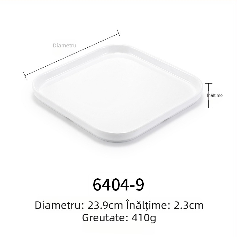 Farfurie melamină plată, dreptunghiulară, stil japonez, tavă din plastic cu aspect de porțelan, pentru mâncăruri occidentale, personalizare disponibilă