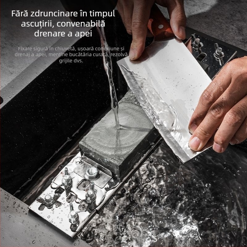 Suport pentru ascuțit cuțite din oțel inoxidabil, bază pentru piatră de ascuțit, reglabil, fix, construcție cu grosime mare