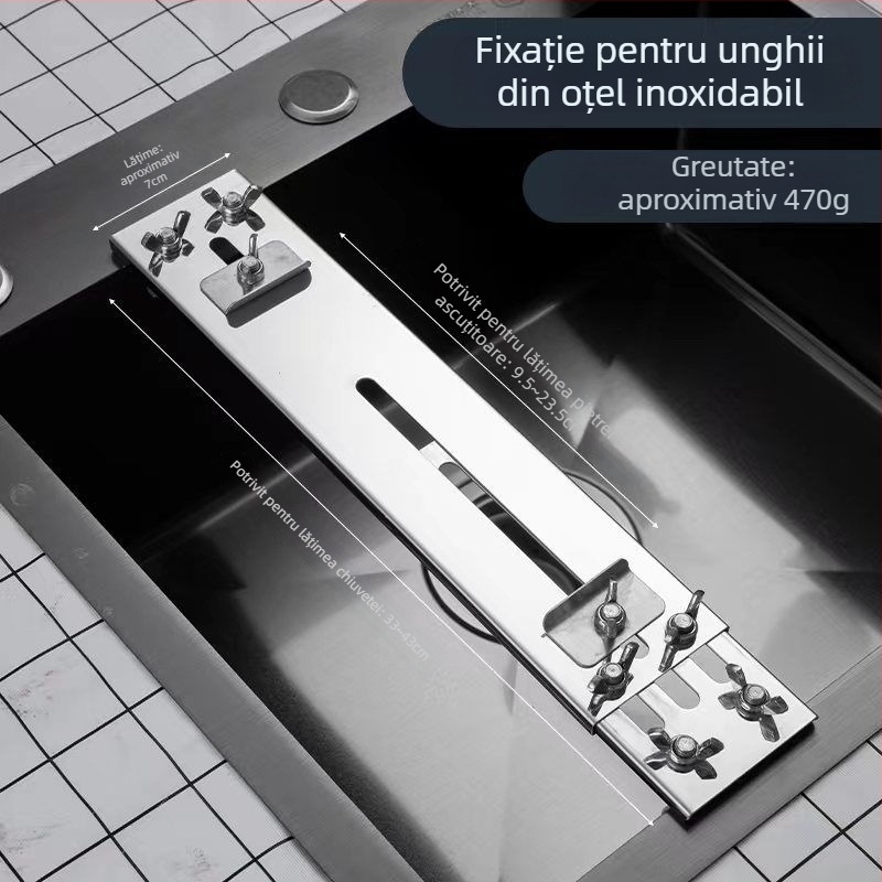 Suport pentru ascuțit cuțite din oțel inoxidabil, bază pentru piatră de ascuțit, reglabil, fix, construcție cu grosime mare