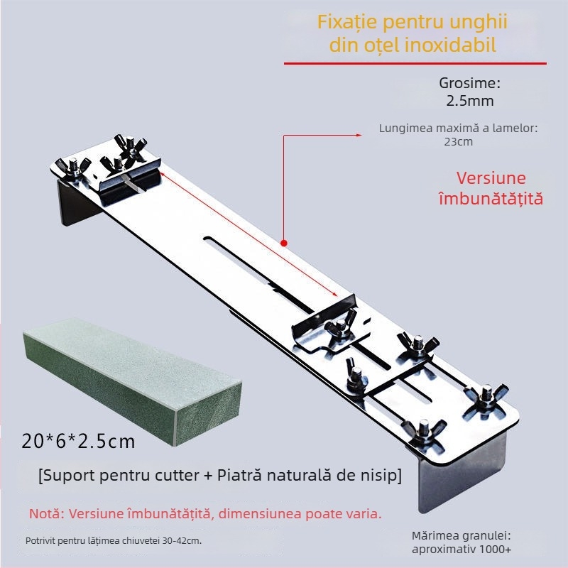 Suport pentru ascuțit cuțite din oțel inoxidabil, bază pentru piatră de ascuțit, reglabil, fix, construcție cu grosime mare