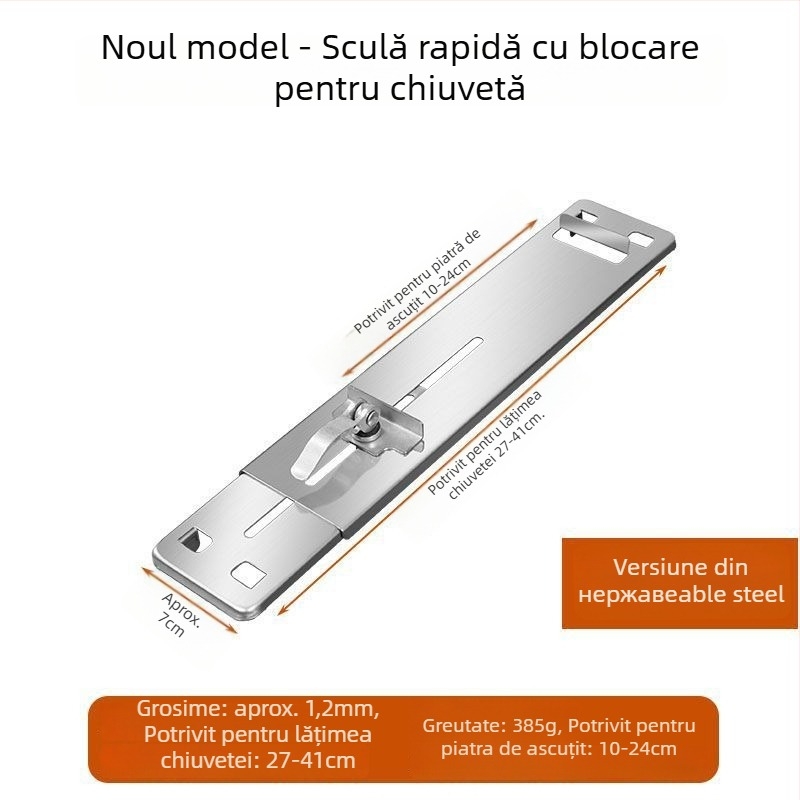Suport pentru ascuțit cuțite din oțel inoxidabil, bază pentru piatră de ascuțit, reglabil, fix, construcție cu grosime mare