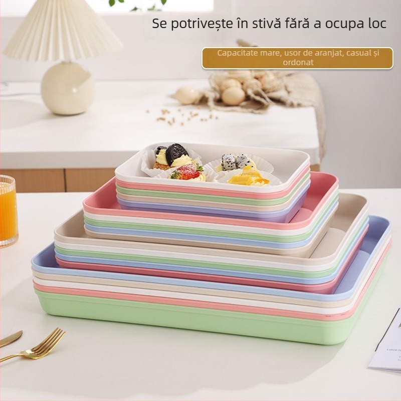 Tavă Nordic pătrată din PP, design monocrom, pentru servire ceai și cafea, imprimat cu logo