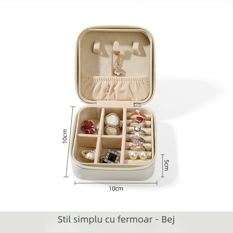 Cutie de bijuterii din catifea de orez, moale, pentru inele, cercei și pandante — portabilă, ambalaj premium