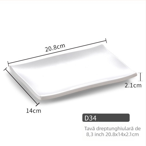 Farfurie din melamină, pătrată, stil minimalist modern (Material: Melamină; Formă: Pătrat; Stil: Modern Minimalist; Cuptor cu microunde: Nu este disponibil; Imprimare logo: Posibil)