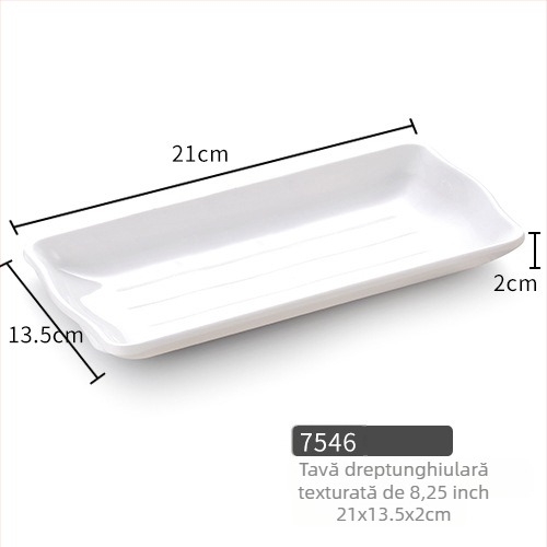 Farfurie din melamină, pătrată, stil minimalist modern (Material: Melamină; Formă: Pătrat; Stil: Modern Minimalist; Cuptor cu microunde: Nu este disponibil; Imprimare logo: Posibil)