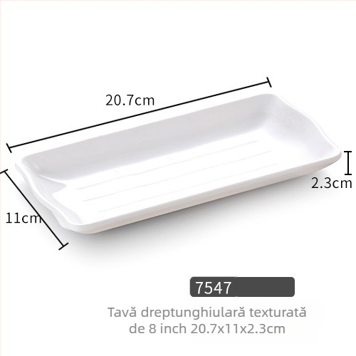 Farfurie din melamină, pătrată, stil minimalist modern (Material: Melamină; Formă: Pătrat; Stil: Modern Minimalist; Cuptor cu microunde: Nu este disponibil; Imprimare logo: Posibil)