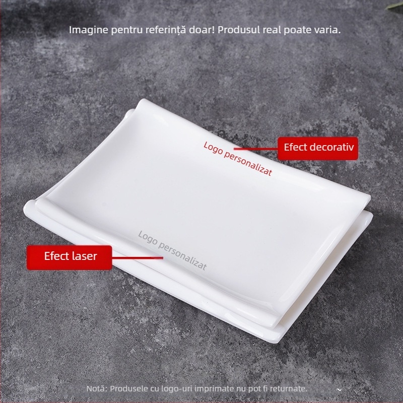 Farfurie din melamină, pătrată, stil minimalist modern (Material: Melamină; Formă: Pătrat; Stil: Modern Minimalist; Cuptor cu microunde: Nu este disponibil; Imprimare logo: Posibil)