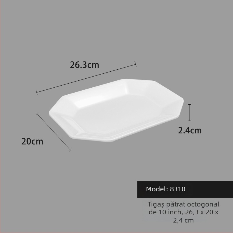 Farfurie din melamină, pătrată, stil minimalist modern (Material: Melamină; Formă: Pătrat; Stil: Modern Minimalist; Cuptor cu microunde: Nu este disponibil; Imprimare logo: Posibil)