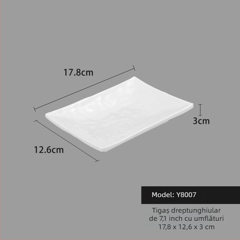 Farfurie din melamină, pătrată, stil minimalist modern (Material: Melamină; Formă: Pătrat; Stil: Modern Minimalist; Cuptor cu microunde: Nu este disponibil; Imprimare logo: Posibil)