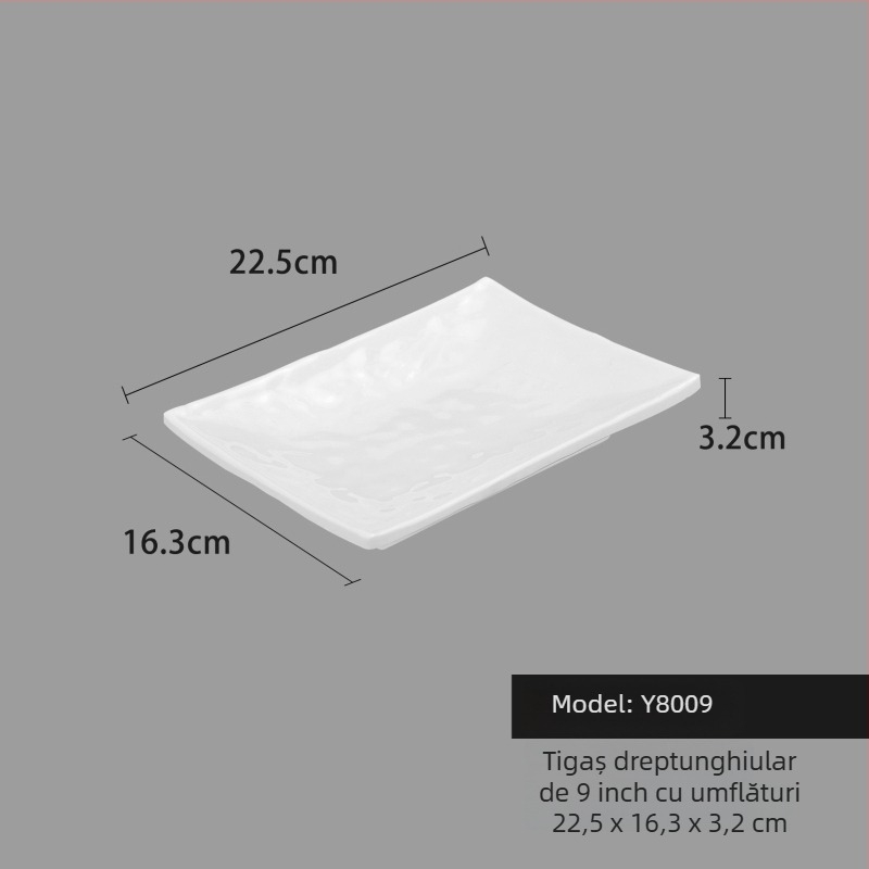 Farfurie din melamină, pătrată, stil minimalist modern (Material: Melamină; Formă: Pătrat; Stil: Modern Minimalist; Cuptor cu microunde: Nu este disponibil; Imprimare logo: Posibil)