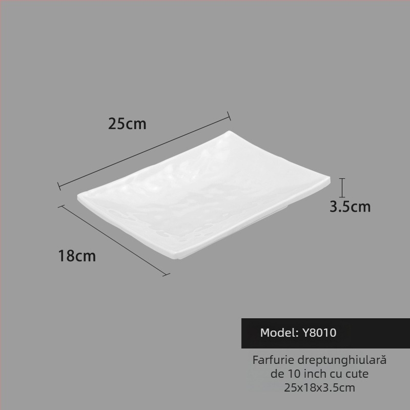 Farfurie din melamină, pătrată, stil minimalist modern (Material: Melamină; Formă: Pătrat; Stil: Modern Minimalist; Cuptor cu microunde: Nu este disponibil; Imprimare logo: Posibil)