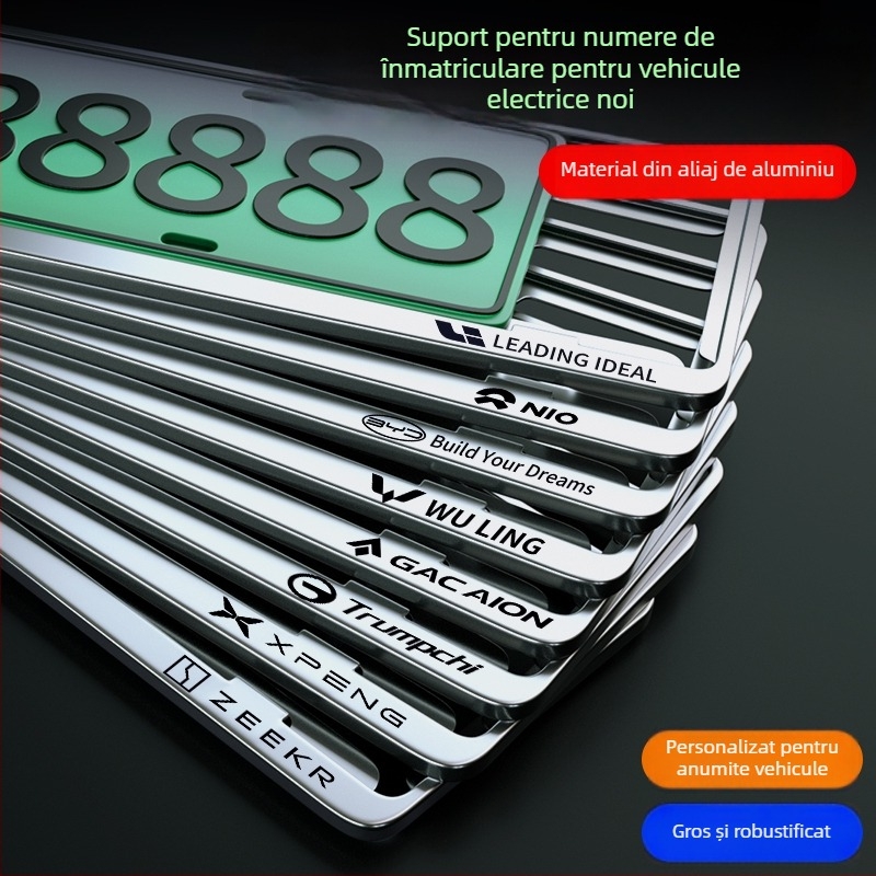 Suport pentru plăcuța de înmatriculare din aliaj de aluminiu-magneziu pentru vehicule cu energie nouă; potrivire universală