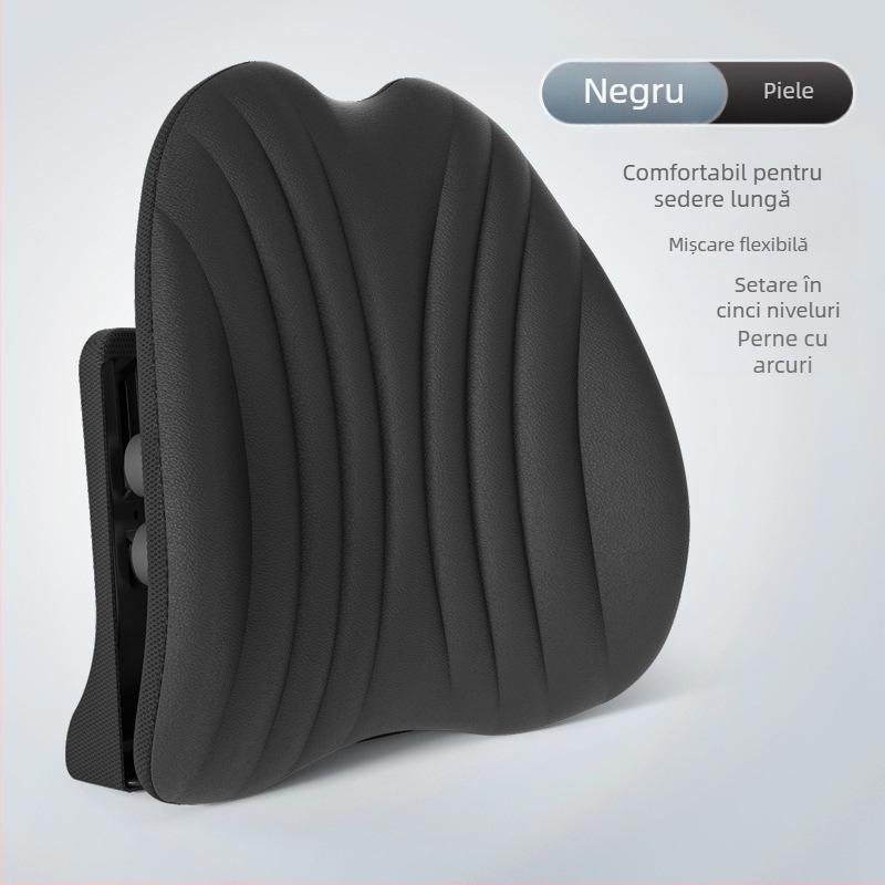 Suport lombar ergonomic pentru scaun de birou și mașină, pernă reglabilă pentru spate, husă din plasă și umplutură poliesterică
