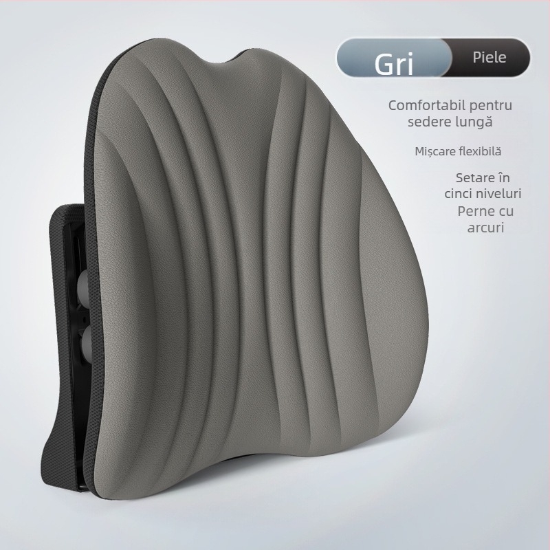 Suport lombar ergonomic pentru scaun de birou și mașină, pernă reglabilă pentru spate, husă din plasă și umplutură poliesterică