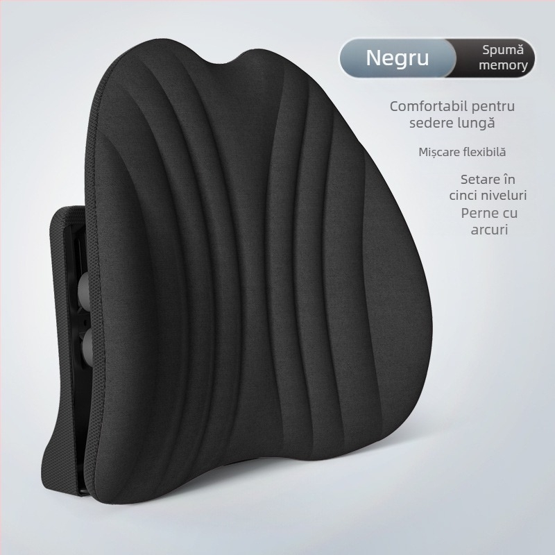 Suport lombar ergonomic pentru scaun de birou și mașină, pernă reglabilă pentru spate, husă din plasă și umplutură poliesterică