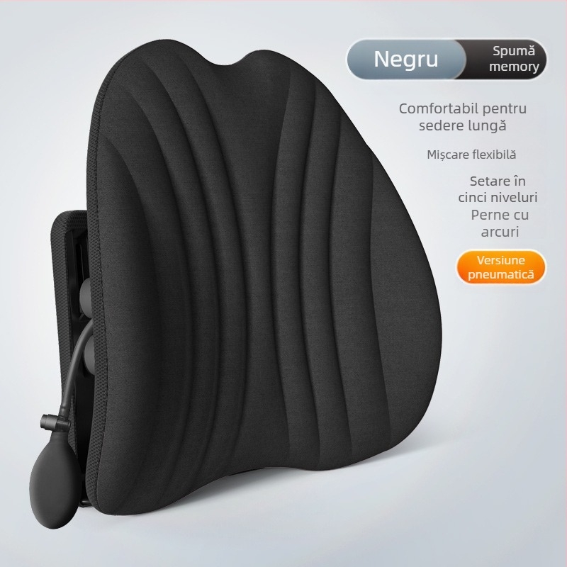 Suport lombar ergonomic pentru scaun de birou și mașină, pernă reglabilă pentru spate, husă din plasă și umplutură poliesterică