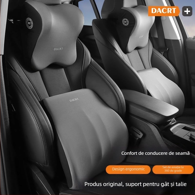 Perne auto pentru cap cu memorie, suport talie și umeri – pernă pentru gât cu husă MILK SILK, potrivită pentru toate anotimpurile, design simplu, potrivire generală