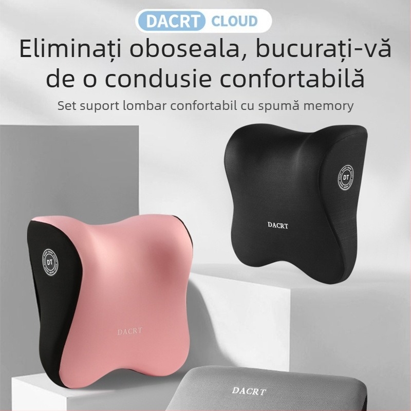 Perne auto pentru cap cu memorie, suport talie și umeri – pernă pentru gât cu husă MILK SILK, potrivită pentru toate anotimpurile, design simplu, potrivire generală