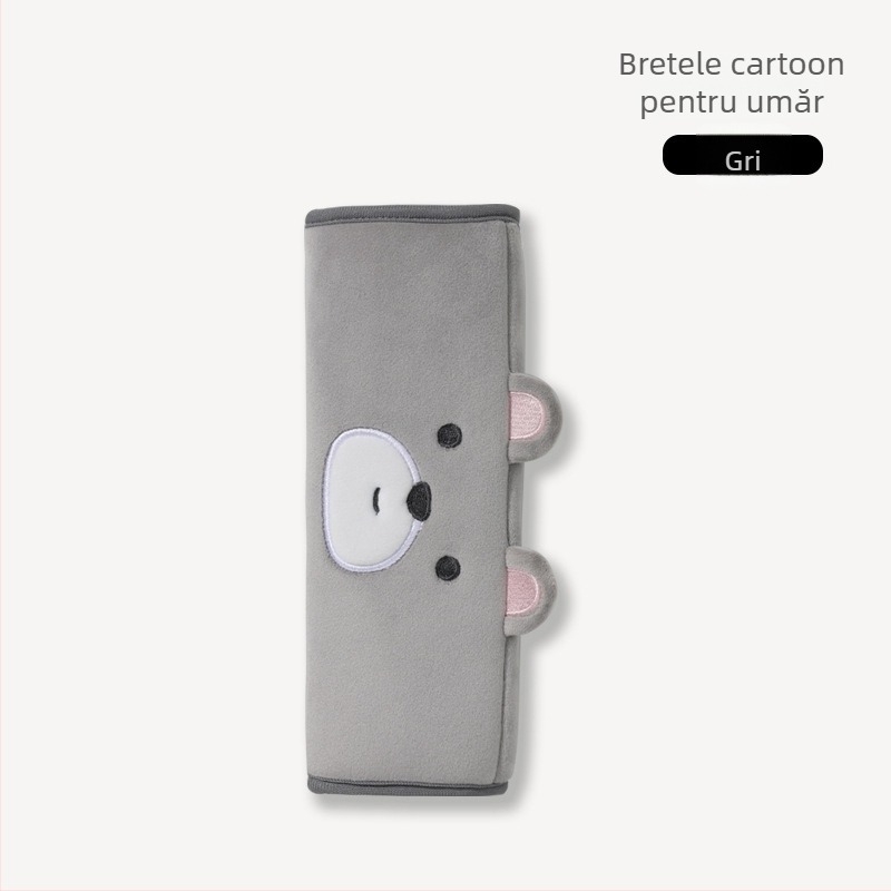 Pernă de cap pentru mașină cu spumă memory, husă pluș, model ursuleț desen animat, potrivire universală pentru toate anotimpurile