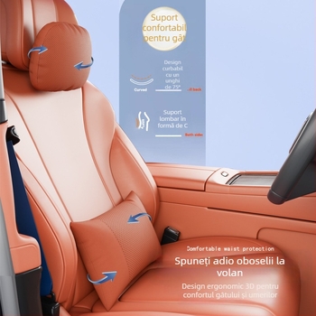 Perne de cap pentru mașină cu suport lombar, potrivire universală, husă din piele artificială, umplutură Dupont cotton