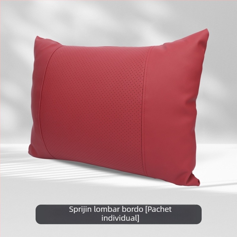 Perne de cap pentru mașină cu suport lombar, potrivire universală, husă din piele artificială, umplutură Dupont cotton