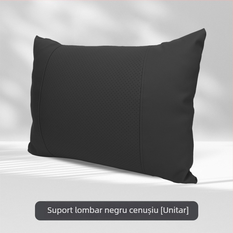 Perne de cap pentru mașină cu suport lombar, potrivire universală, husă din piele artificială, umplutură Dupont cotton
