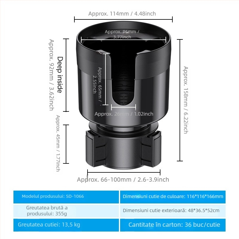 Shunwei SD-1039 Suport pentru pahare auto – ABS/PC, Compatibil cu suportul original pentru pahare, Personalizabil