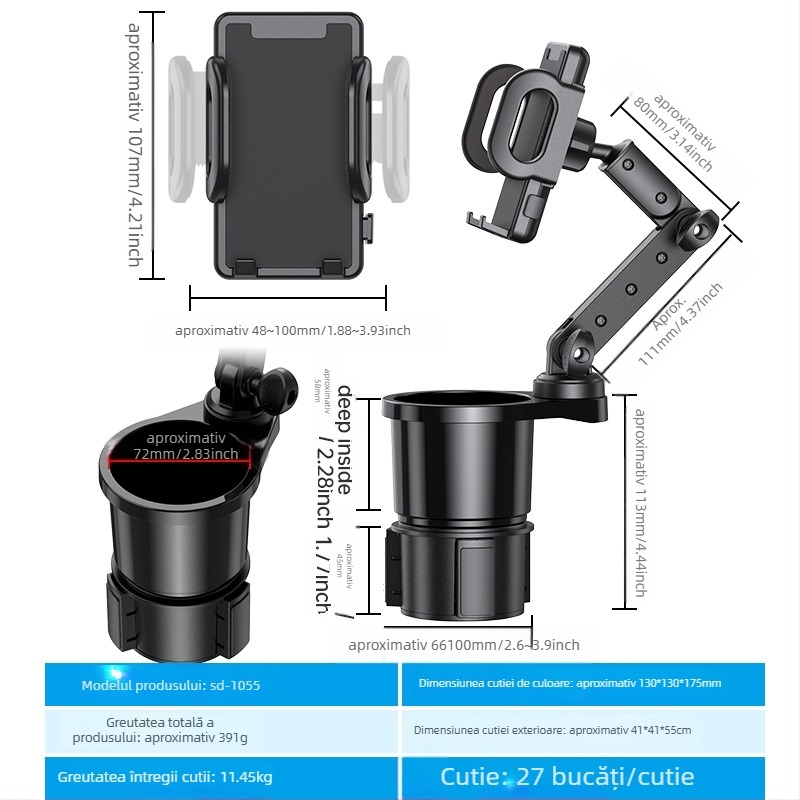 Shunwei SD-1039 Suport pentru pahare auto – ABS/PC, Compatibil cu suportul original pentru pahare, Personalizabil