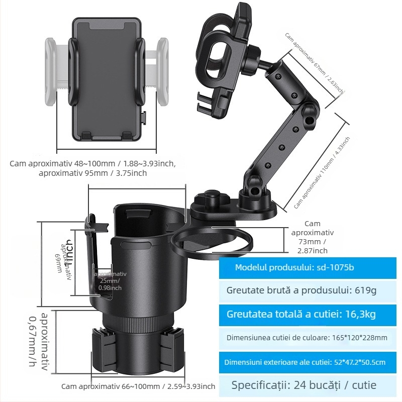 Shunwei SD-1039 Suport pentru pahare auto – ABS/PC, Compatibil cu suportul original pentru pahare, Personalizabil